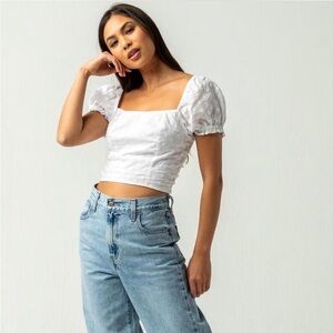 Sky and Sparrow White Embroidered Blouse